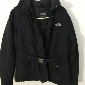 North face black coat with hoodie